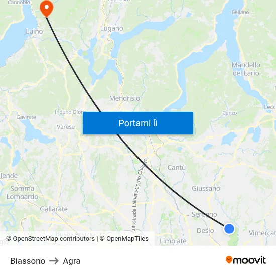 Biassono to Agra map