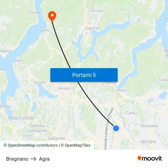 Bregnano to Agra map