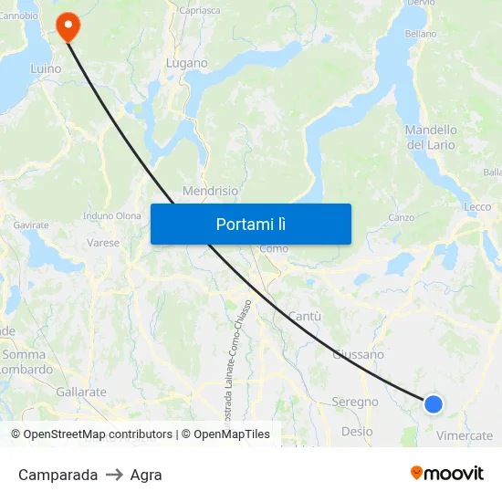 Camparada to Agra map