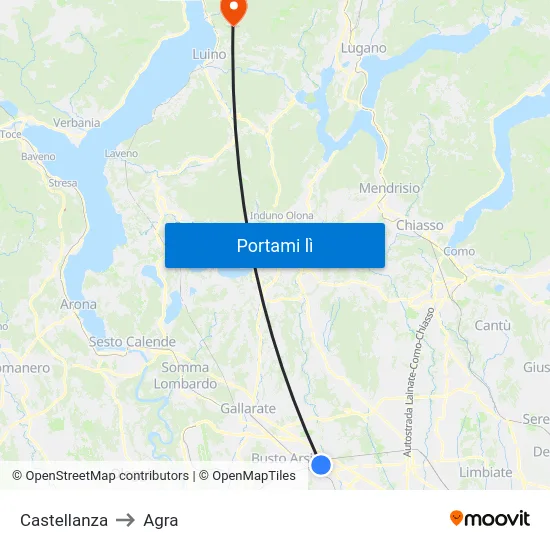 Castellanza to Agra map