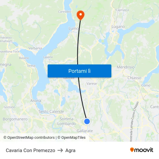 Cavaria Con Premezzo to Agra map