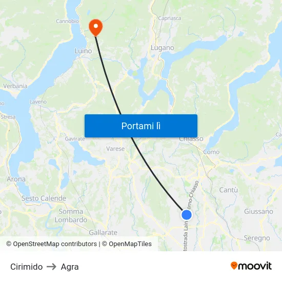 Cirimido to Agra map