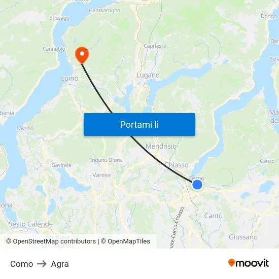 Como to Agra map