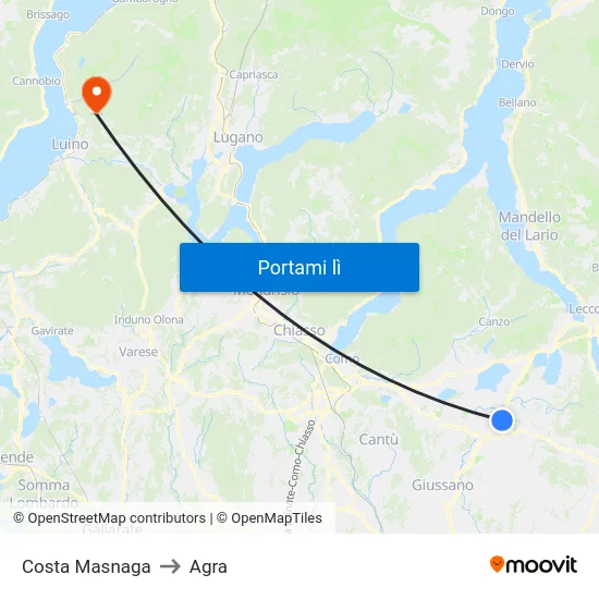 Costa Masnaga to Agra map