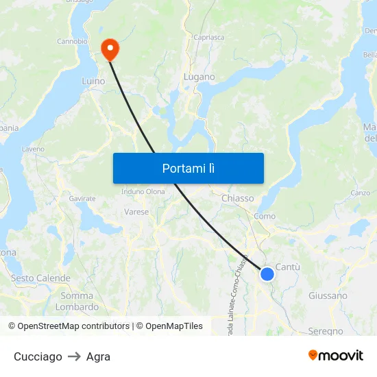 Cucciago to Agra map