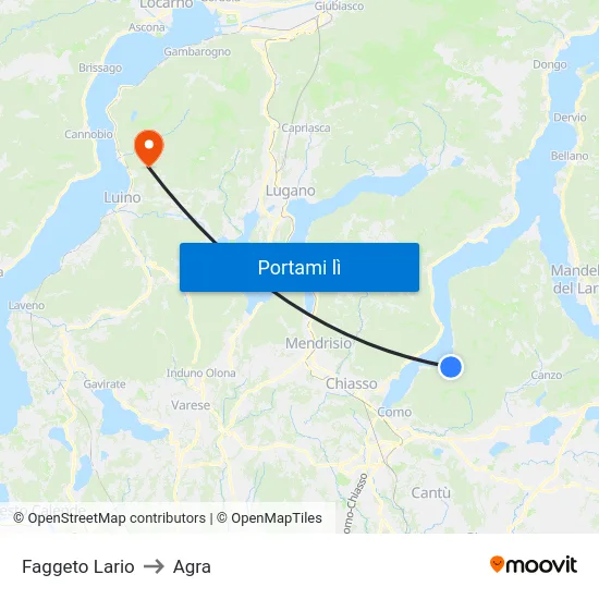Faggeto Lario to Agra map
