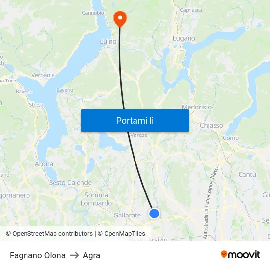 Fagnano Olona to Agra map