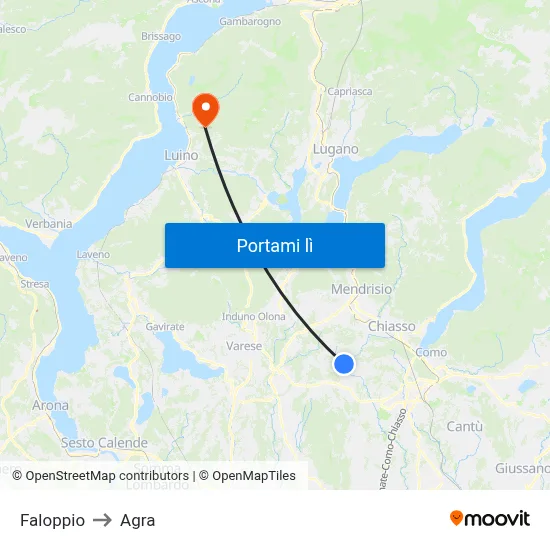 Faloppio to Agra map