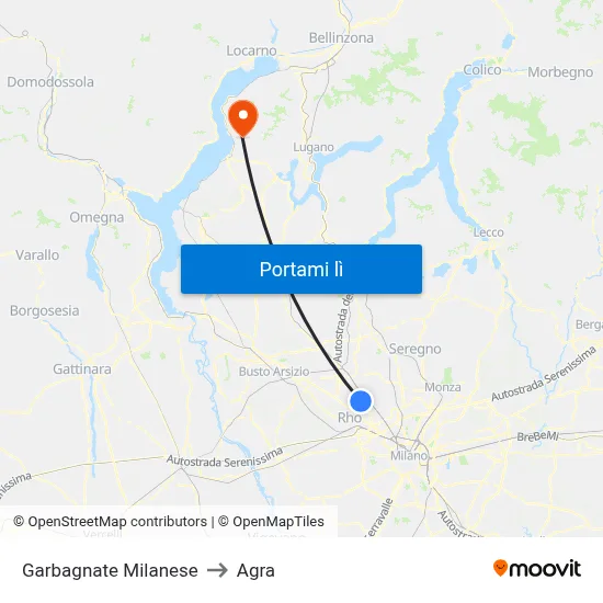 Garbagnate Milanese to Agra map