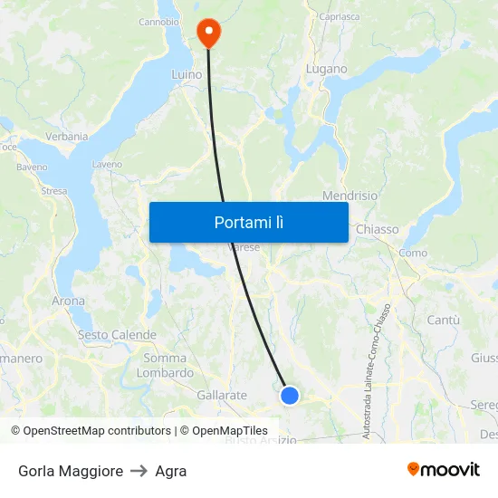 Gorla Maggiore to Agra map