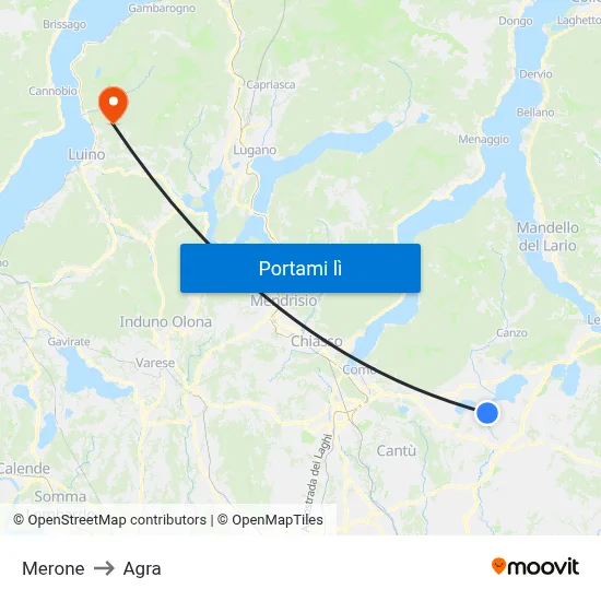 Merone to Agra map