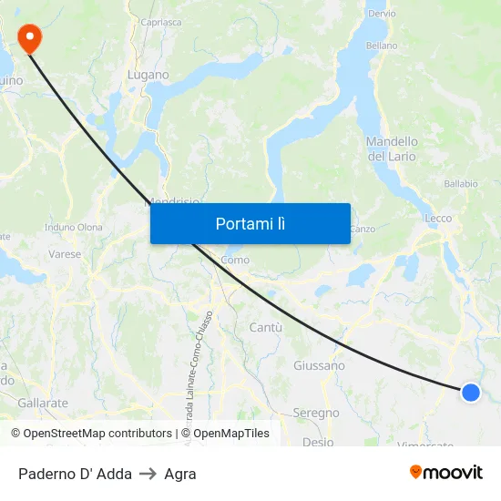 Paderno D' Adda to Agra map