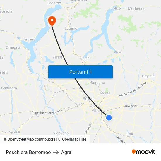 Peschiera Borromeo to Agra map