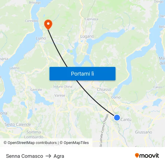 Senna Comasco to Agra map