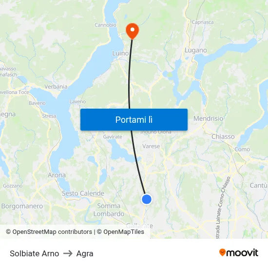 Solbiate Arno to Agra map