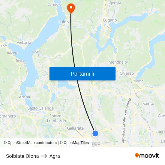 Solbiate Olona to Agra map