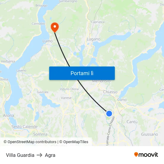 Villa Guardia to Agra map