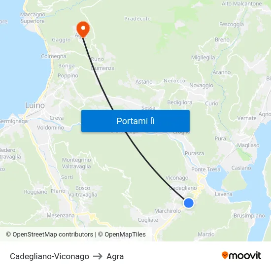 Cadegliano-Viconago to Agra map