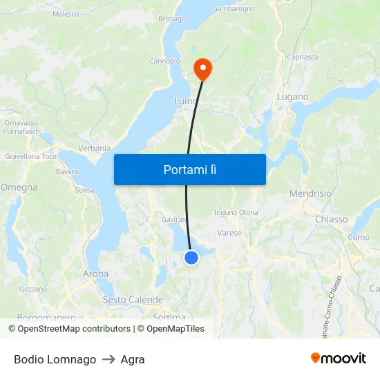 Bodio Lomnago to Agra map