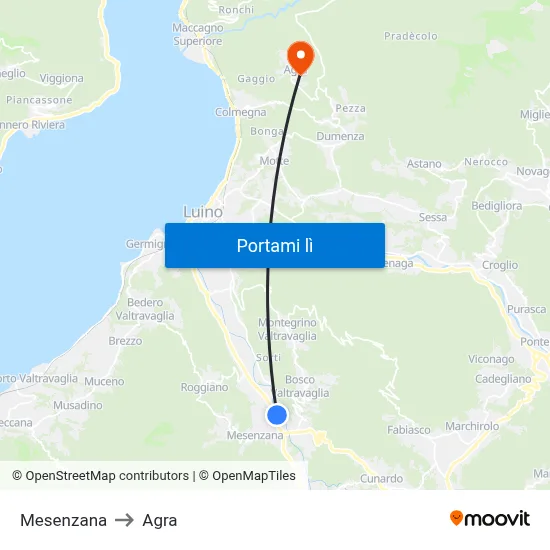 Mesenzana to Agra map