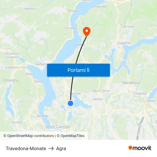 Travedona-Monate to Agra map