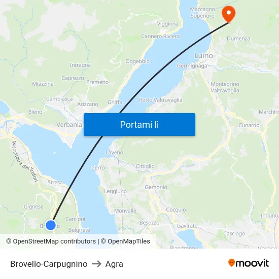 Brovello-Carpugnino to Agra map