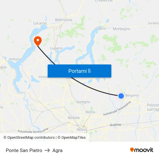 Ponte San Pietro to Agra map