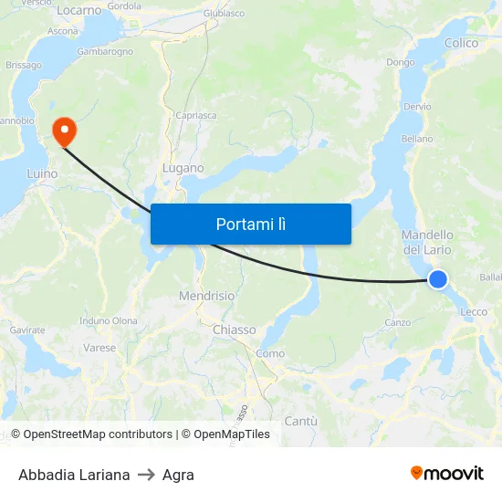Abbadia Lariana to Agra map