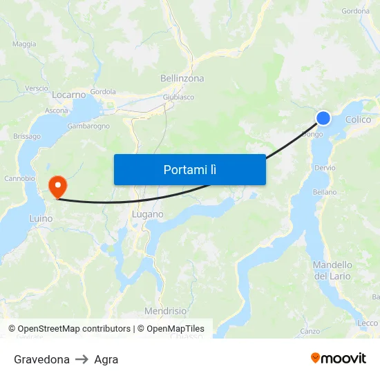 Gravedona to Agra map