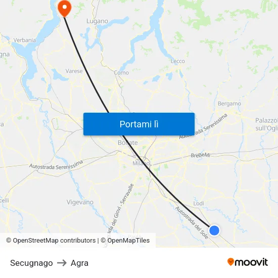Secugnago to Agra map