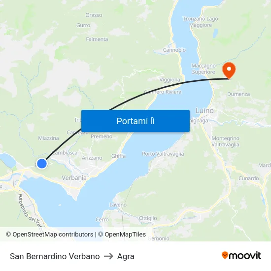 San Bernardino Verbano to Agra map
