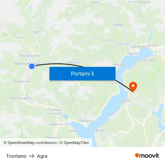 Trontano to Agra map