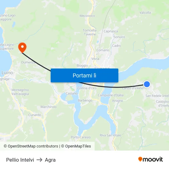 Pellio Intelvi to Agra map