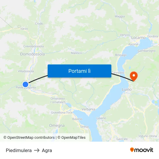 Piedimulera to Agra map