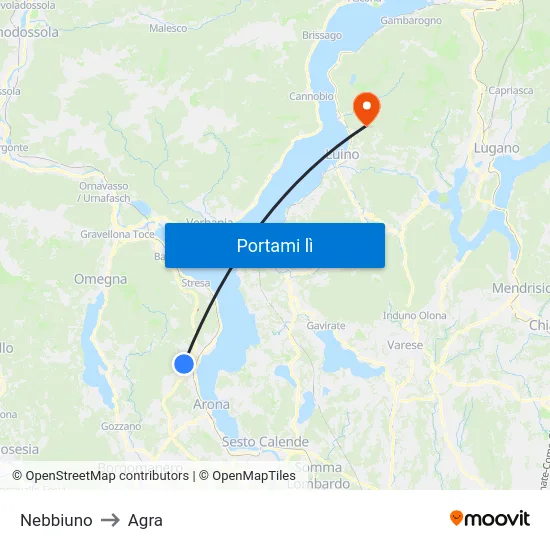 Nebbiuno to Agra map