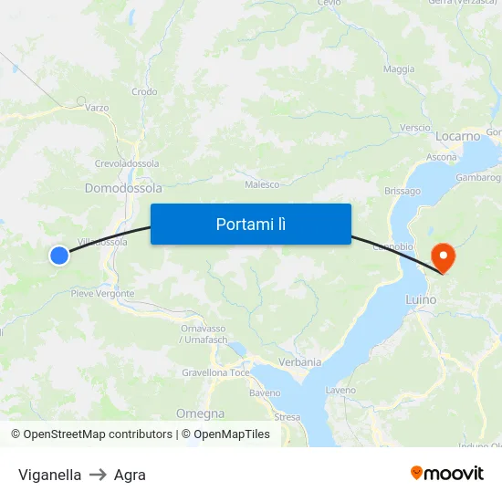 Viganella to Agra map