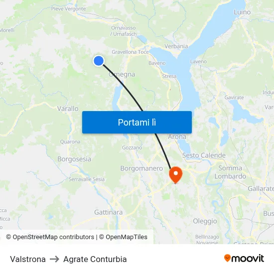 Valstrona to Agrate Conturbia map