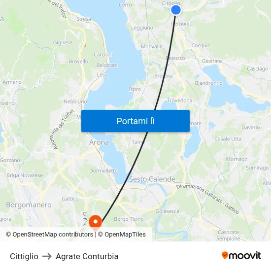 Cittiglio to Agrate Conturbia map