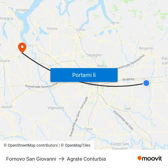 Fornovo San Giovanni to Agrate Conturbia map
