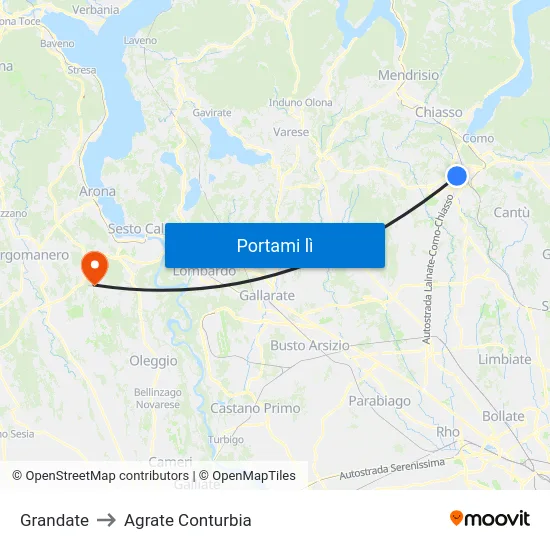 Grandate to Agrate Conturbia map