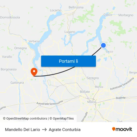 Mandello Del Lario to Agrate Conturbia map