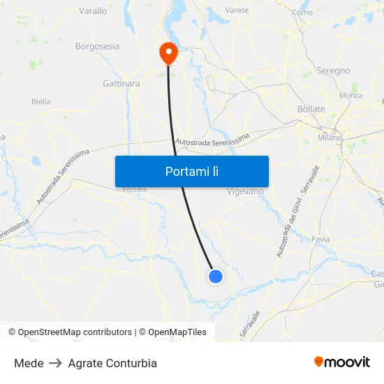 Mede to Agrate Conturbia map