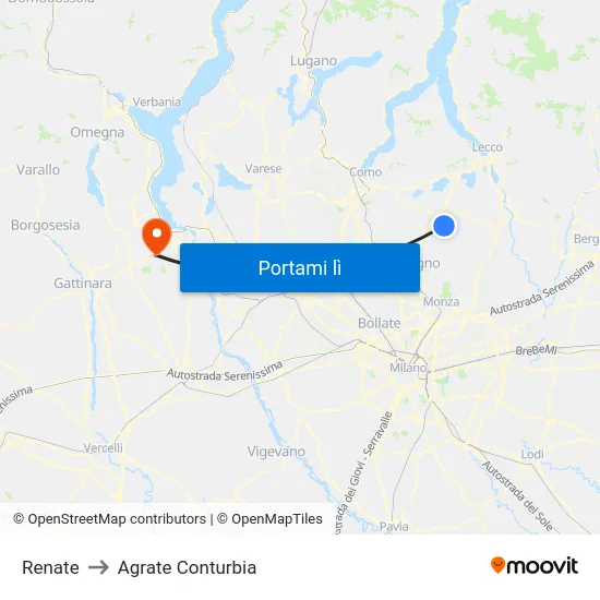 Renate to Agrate Conturbia map