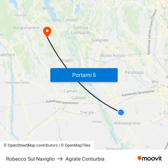 Robecco Sul Naviglio to Agrate Conturbia map