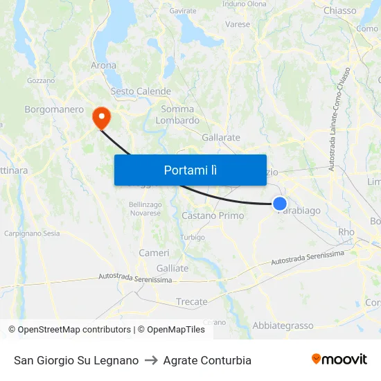 San Giorgio Su Legnano to Agrate Conturbia map