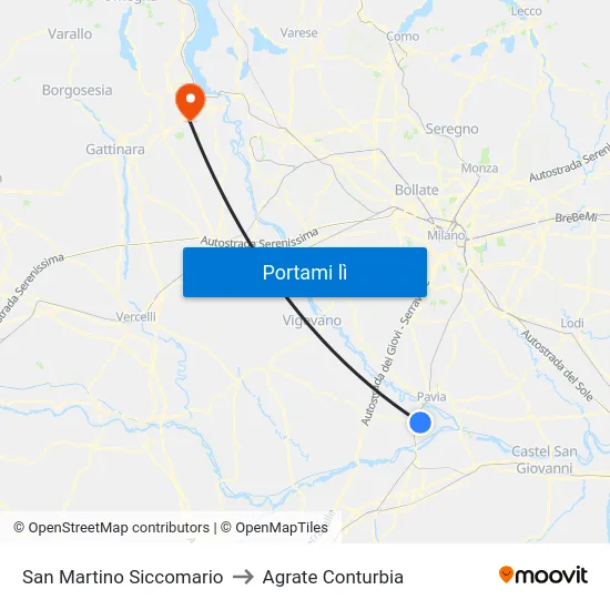 San Martino Siccomario to Agrate Conturbia map