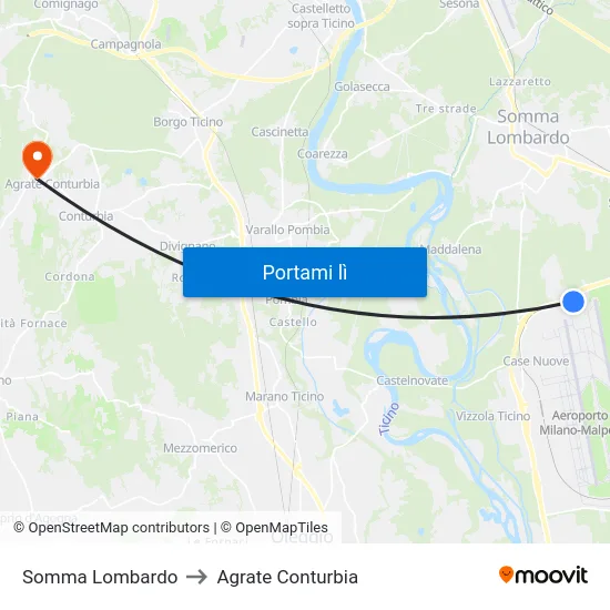 Somma Lombardo to Agrate Conturbia map