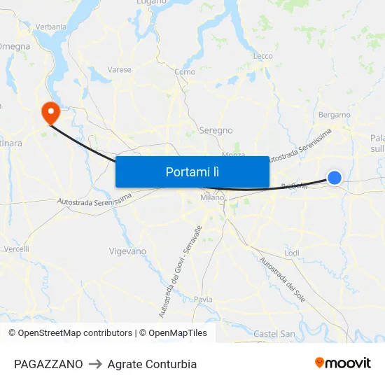 PAGAZZANO to Agrate Conturbia map