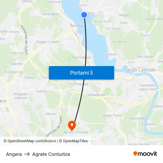 Angera to Agrate Conturbia map