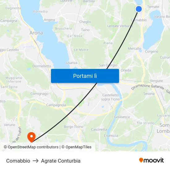 Comabbio to Agrate Conturbia map